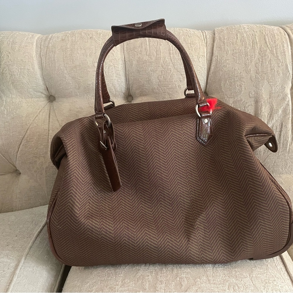 Liz Claiborne Green and brown Herringbone Bag